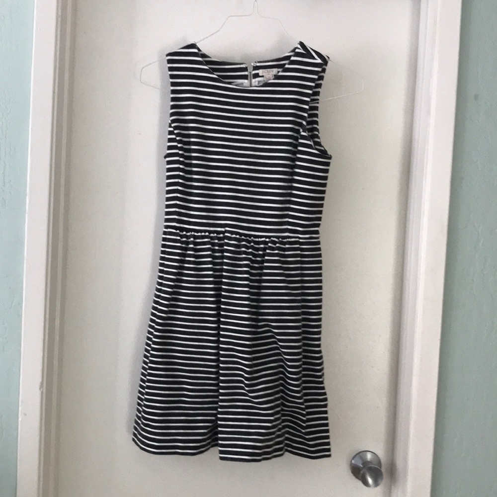 J Crew Black and White Striped Dress